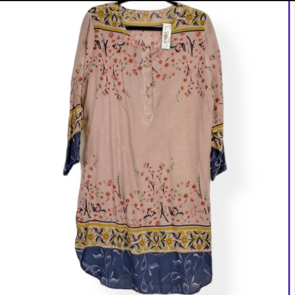Kurta Organic Bollywood Tunic Maxi Dress 100% Modal Size OS